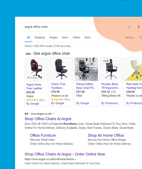 Example of Google local inventory ads for Argos