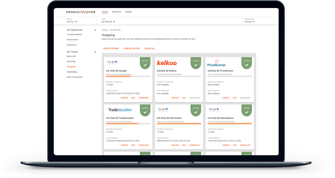 Feed manager optimisation using Product Caster